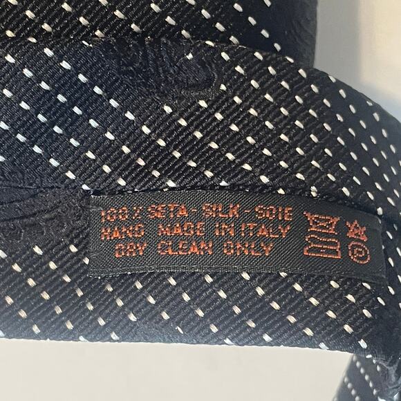 Dolcepunta Tie Mens Black & White Paisley 100% Silk Made in Italy Necktie - Picture 6 of 7